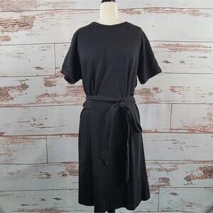 Vince Short Sleeve Tie Waist Dress Black Size Large